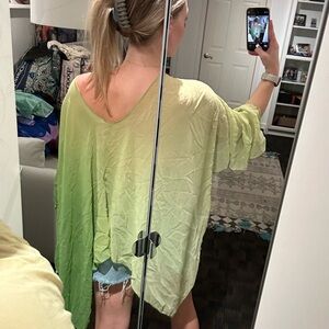 Boho lime green shawl shirt